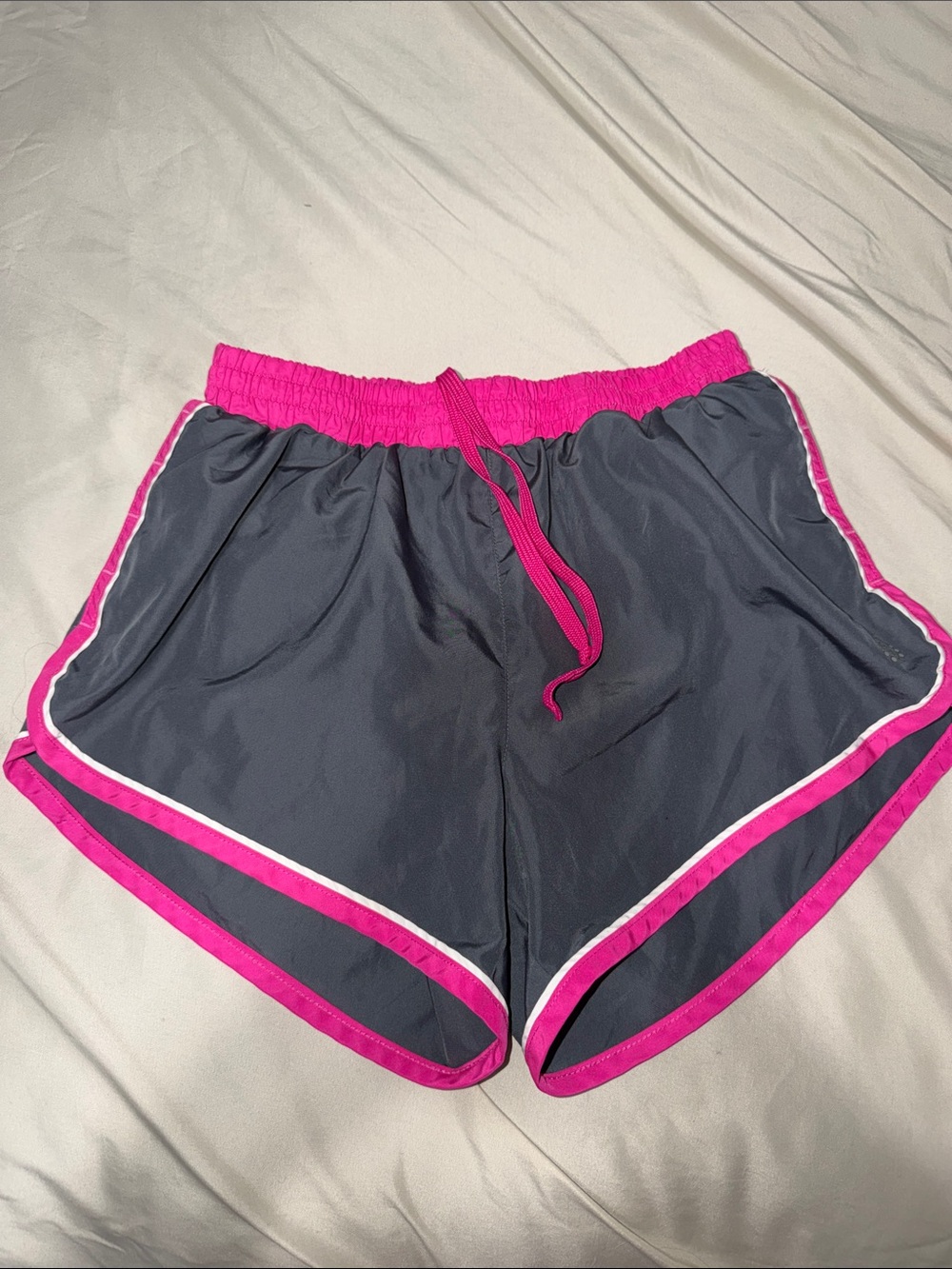 be inspired Charcoal Gray Athletic Shorts with Hot Pink Trim